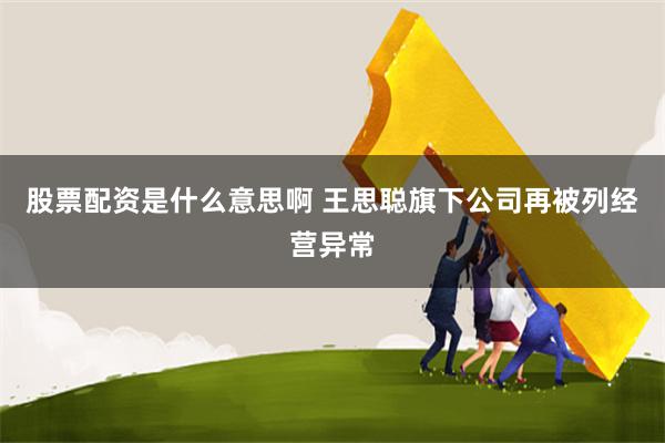 股票配资是什么意思啊 王思聪旗下公司再被列经营异常