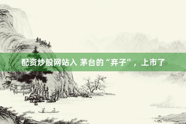 配资炒股网站入 茅台的“弃子”，上市了