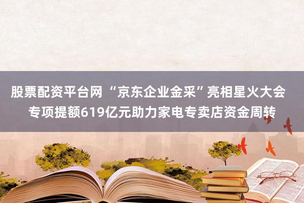 股票配资平台网 “京东企业金采”亮相星火大会  专项提额619亿元助力家电专卖店资金周转