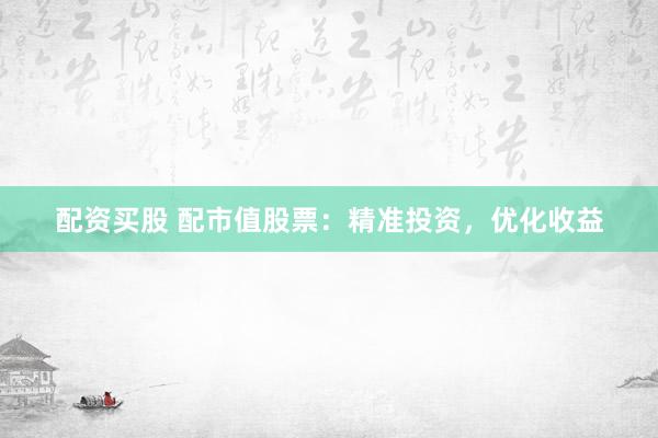 配资买股 配市值股票：精准投资，优化收益