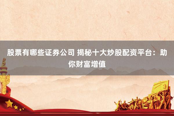 股票有哪些证券公司 揭秘十大炒股配资平台：助你财富增值